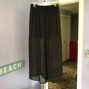 Black Sheer Maxi Skirt with Double Slits